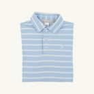 Prim And Proper Polo Long Sleeve - Sarasota Sky Worth Ave White and Old Greenwich Green Stripe/Old Greenwich Green from Anderson Parker