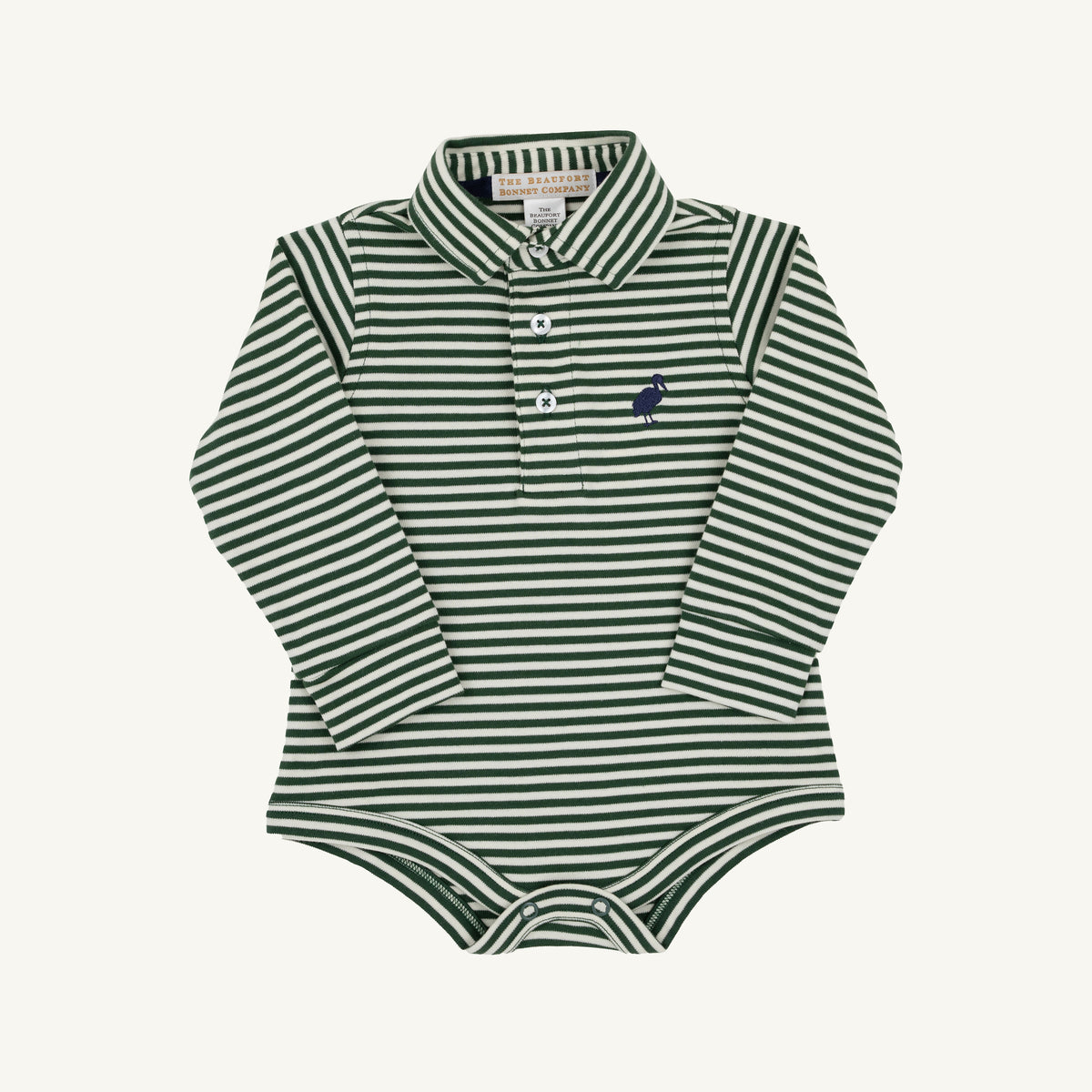 Prim And Proper Polo Ls - Pima - Grier Green Palmetto Pearl Stripe/Nantucket Navy from Anderson Parker