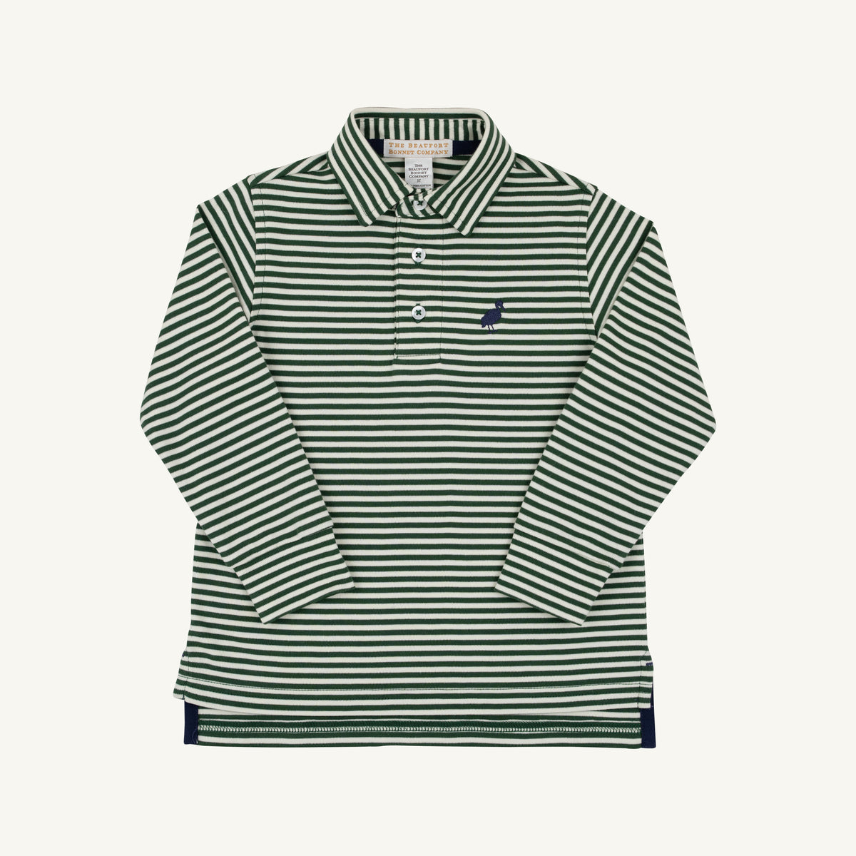 Prim And Proper Polo Ls - Pima - Grier Green Palmetto Pearl Stripe/Nantucket Navy from Anderson Parker
