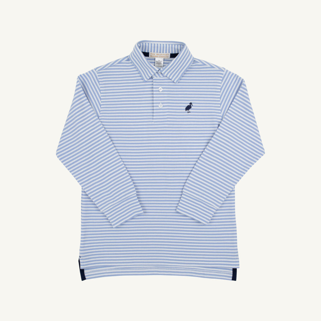 Prim And Proper Polo Ls Pima - Park City Periwinkle Stripe/Nantucket Navy from Anderson Parker