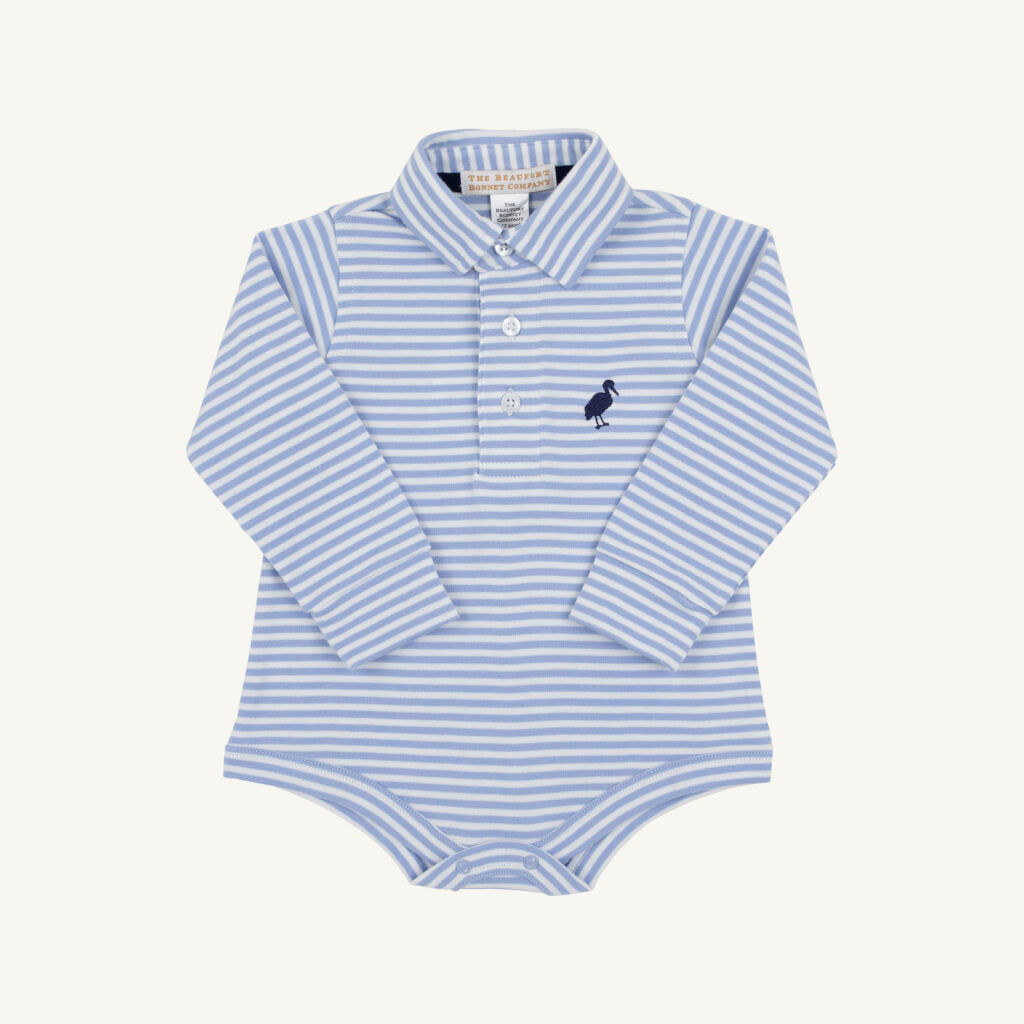 Prim And Proper Polo Ls Pima - Park City Periwinkle Stripe/Nantucket Navy from Anderson Parker