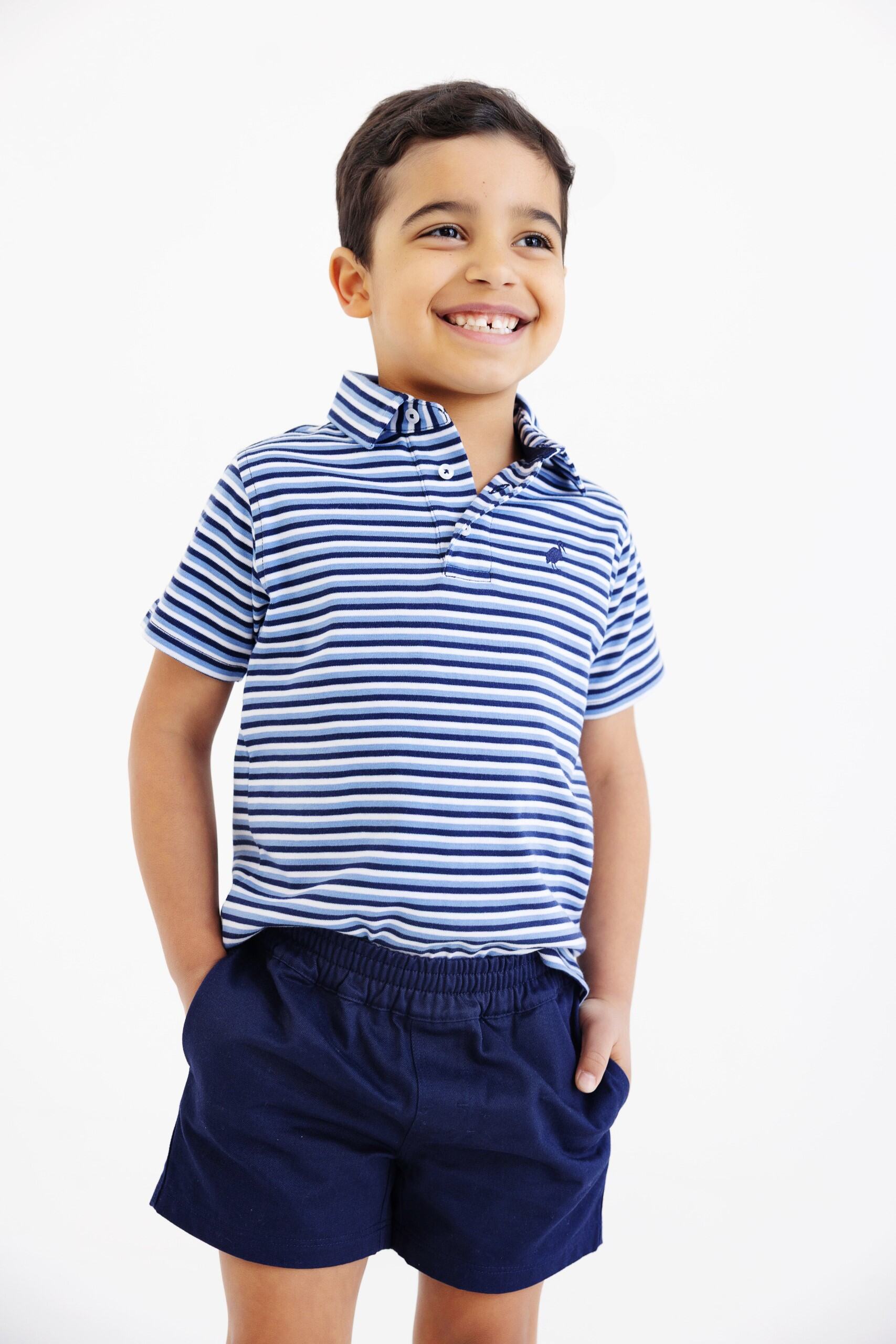 Prim And Proper Polo - Sumner County Stripe (Barbados Blue)/Nantucket Navy from Anderson Parker