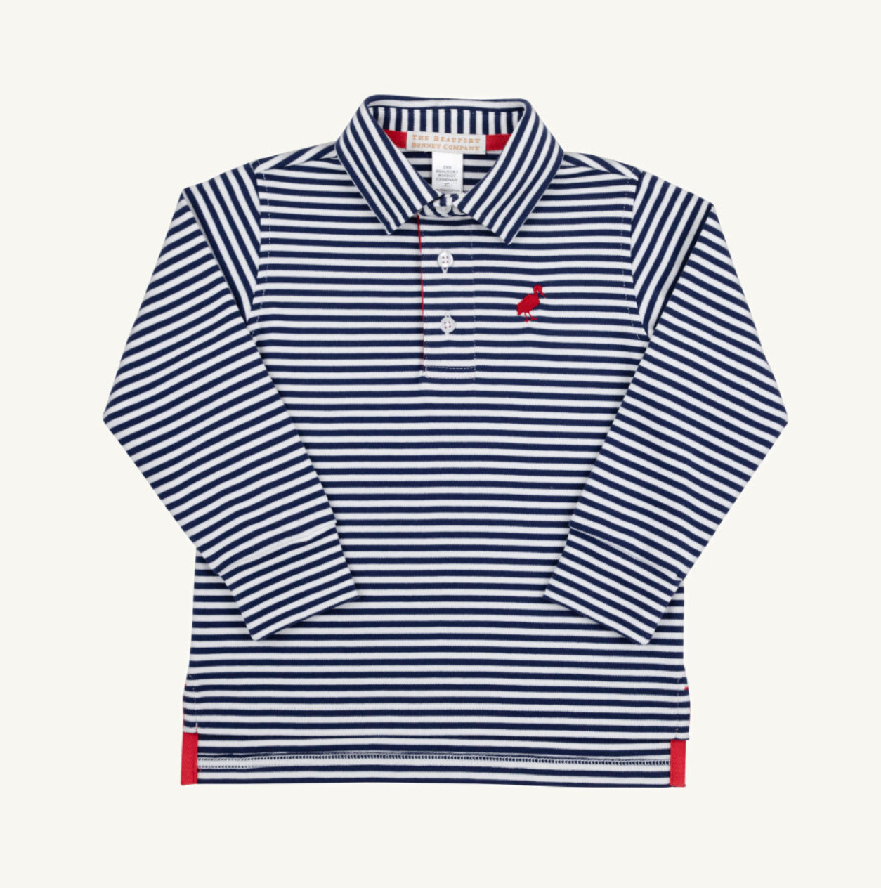 Prim & Proper Polo - Nantucket Navy Stripe/Richmond Red from Anderson Parker