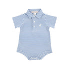 Prim & Proper Polo & Onesie - Barbados Blue Stripe with Multicolor Stork - Anderson Parker
