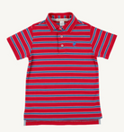 Prim & Proper Polo - Richmond Red, Wood Boat Blue, & Buckhead Blue Stripe with Wood Boat Blue Stork from Anderson Parker