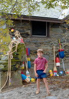 Prim & Proper Polo - Richmond Red, Wood Boat Blue, & Buckhead Blue Stripe with Wood Boat Blue Stork from Anderson Parker