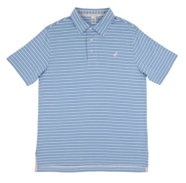 Prim & Proper Polo - Sumner County Stripe (Sunrise Blvd Blue)/Palm Beach Pink from Anderson Parker
