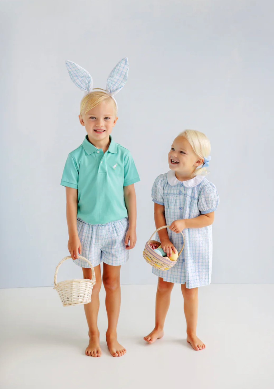 Prim & Proper Polo - Turks Teal with Multicolor Stork from Anderson Parker