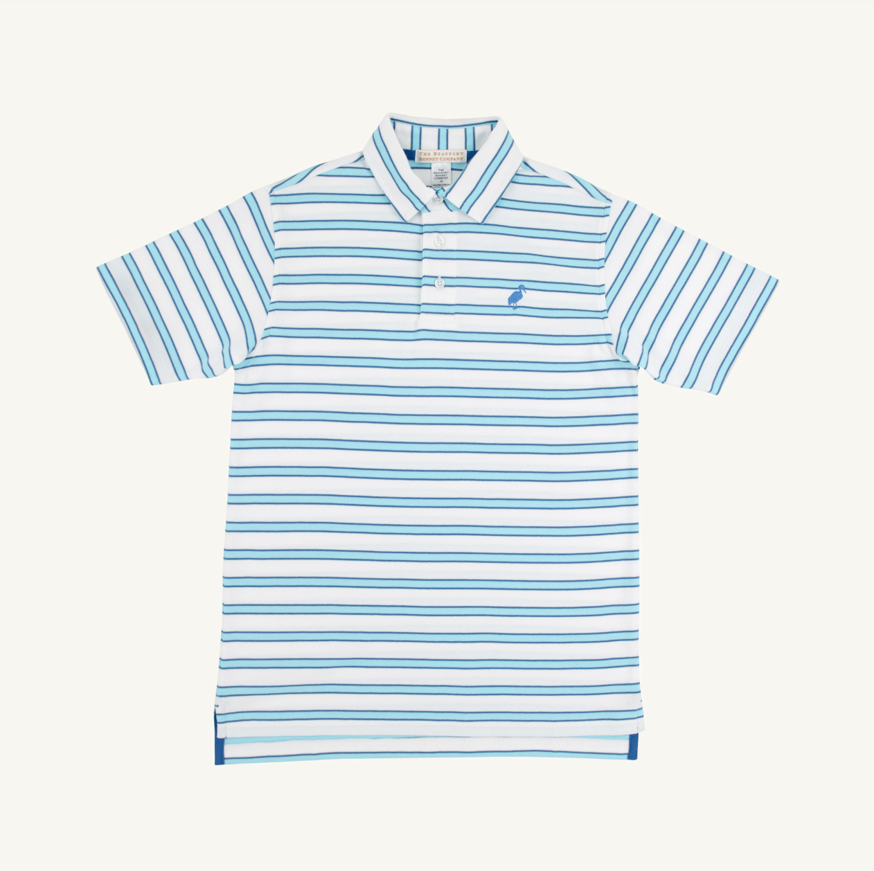 Prim and Proper Polo - Worth Ave White Belhaven Blue and Wood Boat Blue Stripe/Wood Boat Blue from Anderson Parker