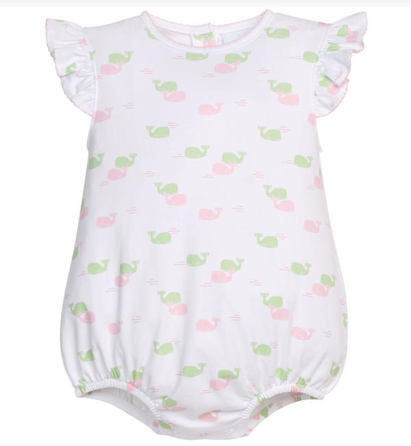 Printed Angel Sleeve Bubble - Pink Whales from Anderson Parker