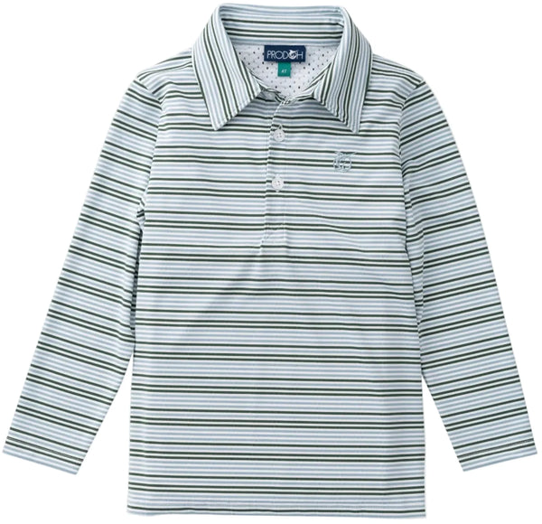 Pro Performance Long Sleeve Polo - Arona Camping Green Stripe from Anderson Parker
