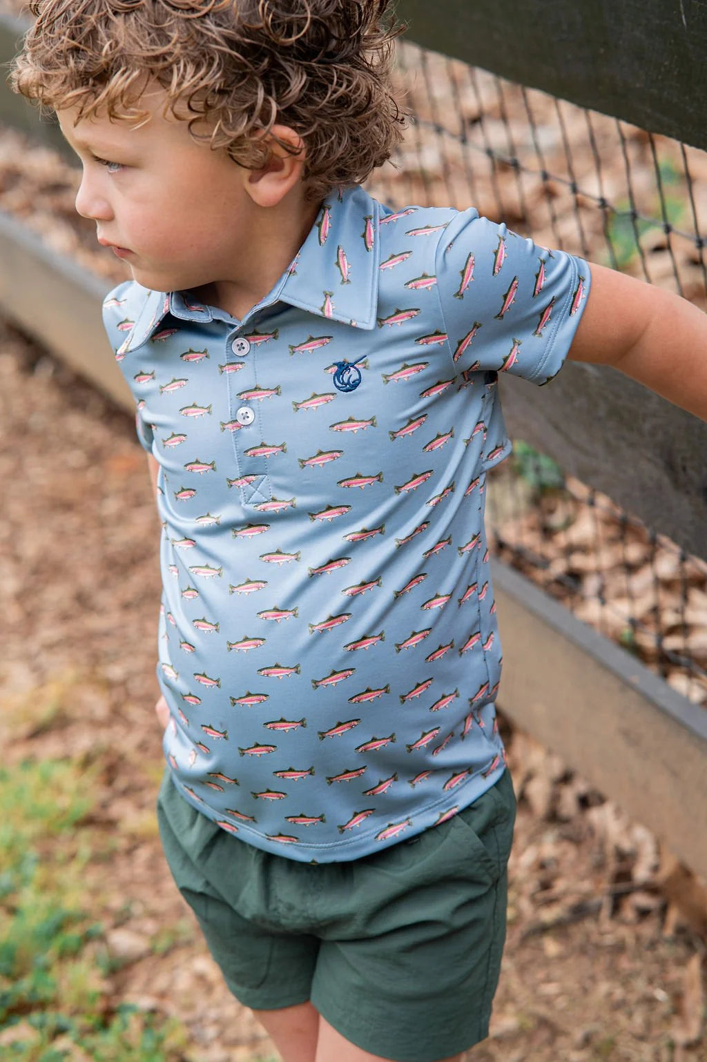 Pro Performance Short Sleeve Polo - Rainbow Trout Print from Anderson Parker