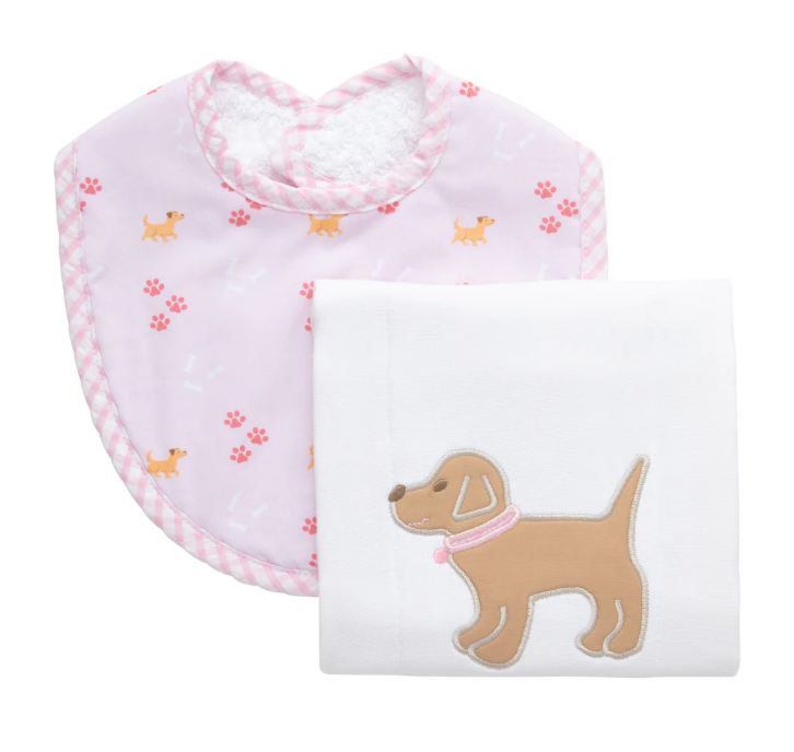 Puppy Basic Bib & Burp Boxed Set - Pink from Anderson Parker