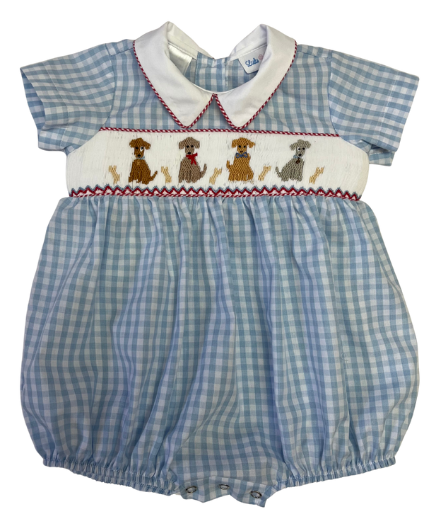 Pups Smocked Boy Bubble from Anderson Parker