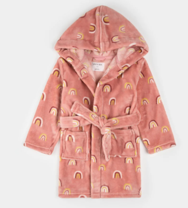 Rainbow Print on Pink Plush Robe from Anderson Parker
