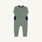 Rayburn Romper - Pima - Grier Green and Palmetto Pearl Stripe/Nantucket Navy from Anderson Parker