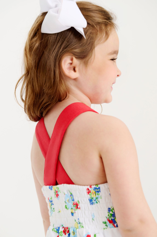 Reagan Romper - Pima - Biltmore Blooms (Buckhead Blue)/Richmond Red from Anderson Parker