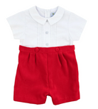 Red Pique And Velvet Short Sleeve All In One Shortall from Anderson Parker