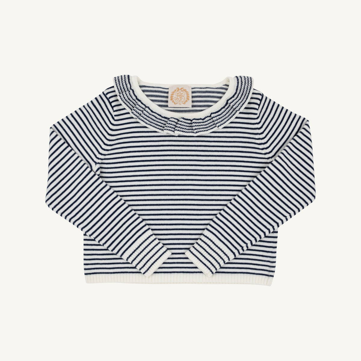 Reece Ruffle Sweater - Nantucket Navy and Palmetto Pearl Stripe from Anderson Parker