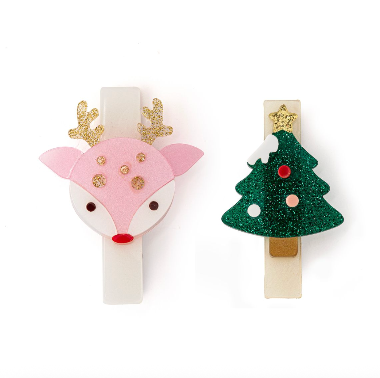Reindeer Pink and Tree Hair Clips from Anderson Parker