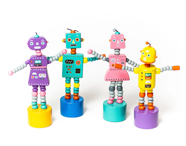 Retro Robot Push Puppets from Anderson Parker