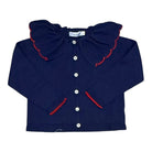 Ruffle Collar Cardigan - Navy & Red from Anderson Parker