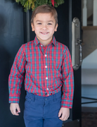 Ryan Button Up Shirt - Red Christmas Plaid from Anderson Parker