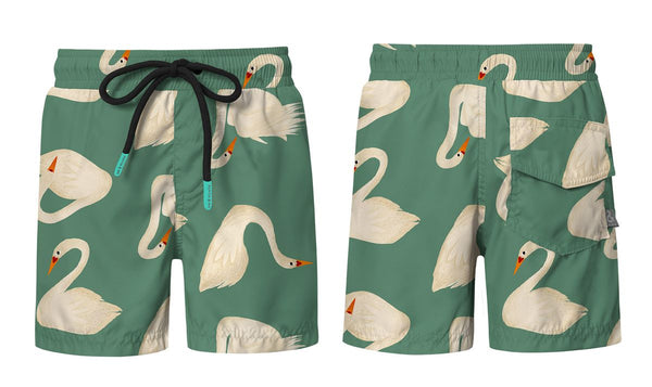 SWIMSHORT - SWAN LOVE VERDE from Anderson Parker
