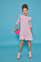 Sadie T-Shirt Dress - Lavender Sparkle Stripe from Anderson Parker