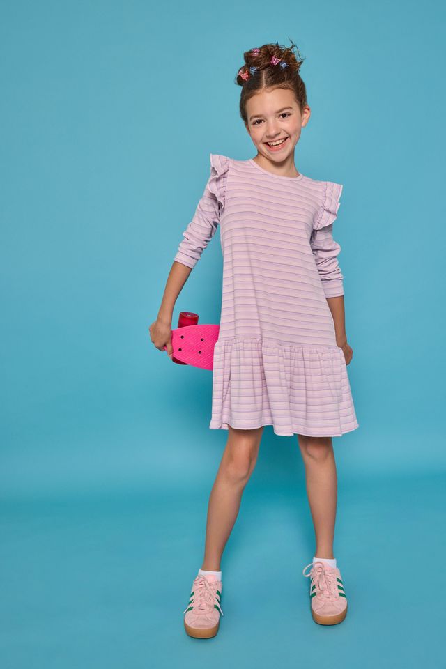 Sadie T-Shirt Dress - Lavender Sparkle Stripe from Anderson Parker