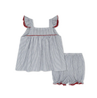 Sally Swing Set River Royal Seersucker - Red Ric Rac from Anderson Parker