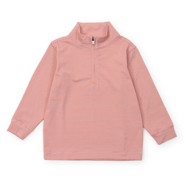 Sam Quarter Zip Pullover- Orange Stripes from Anderson Parker