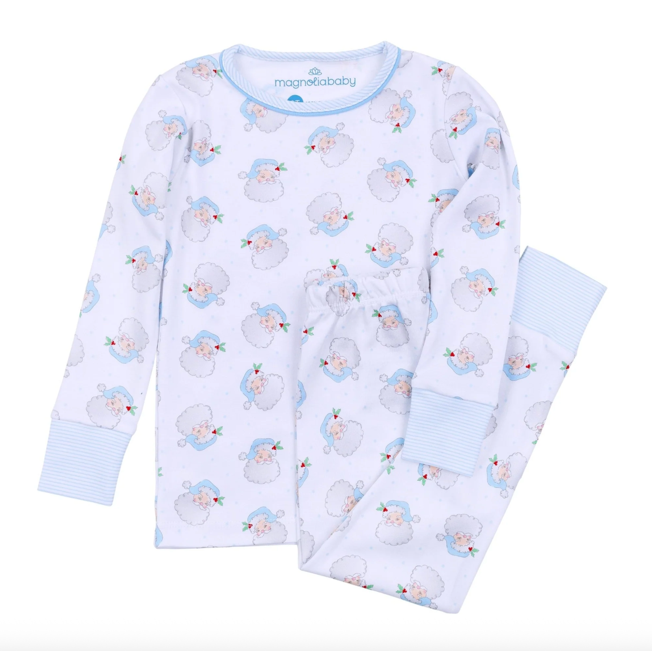 Santa Baby Long Pajamas - Light Blue from Anderson Parker