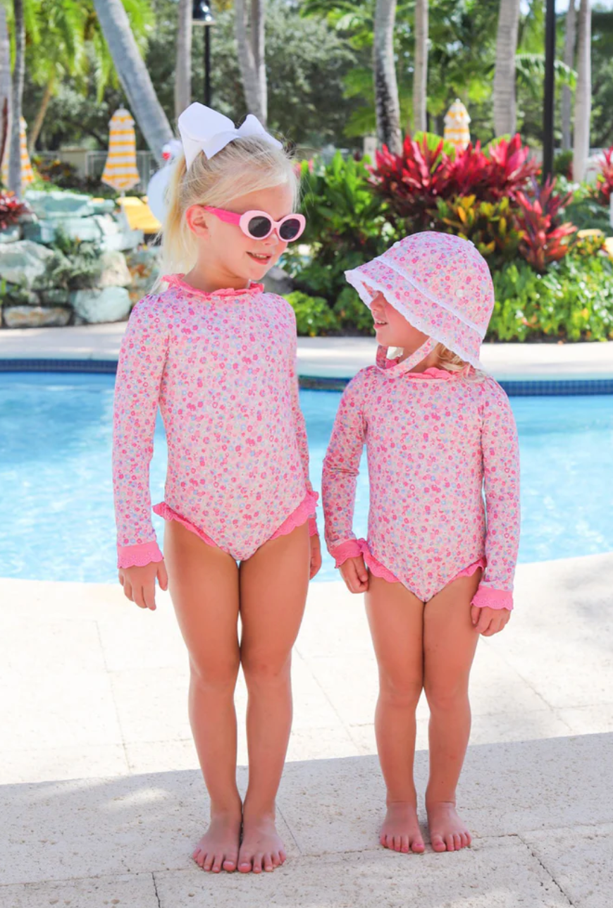 Sarasota Surf Suit (UPF 35+) - Mableton Mini Floral (Pink) with Romany Rose from Anderson Parker