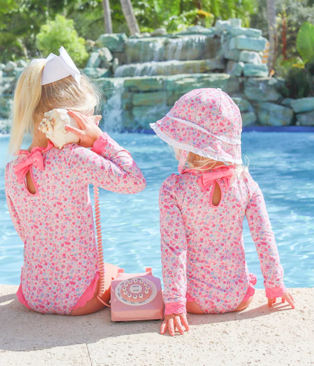Sarasota Surf Suit (UPF 35+) - Mableton Mini Floral (Pink) with Romany Rose from Anderson Parker