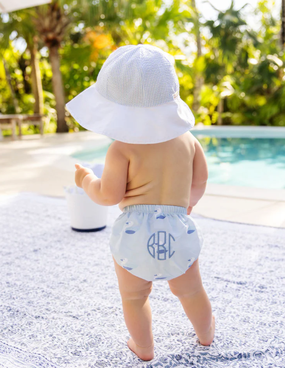 Sawyer Sunhat - Breakers Blue Seersucker - Anderson Parker
