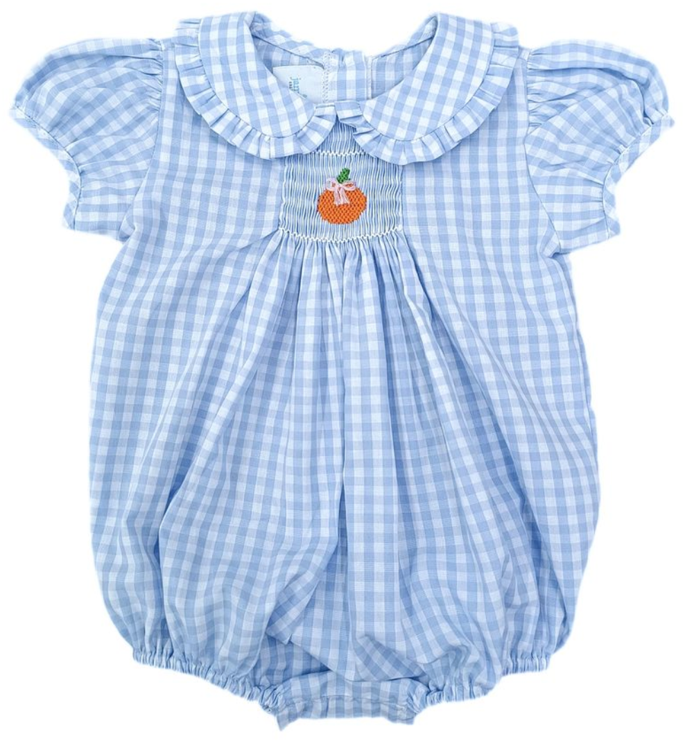 Margaret Blue Gingham Bubble - Smocked Pumpkins from Anderson Parker