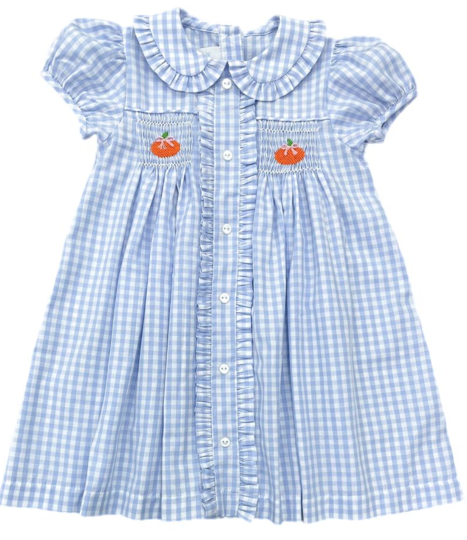Margeret Blue Gingham Dress - Smocked Pumpkins from Anderson Parker