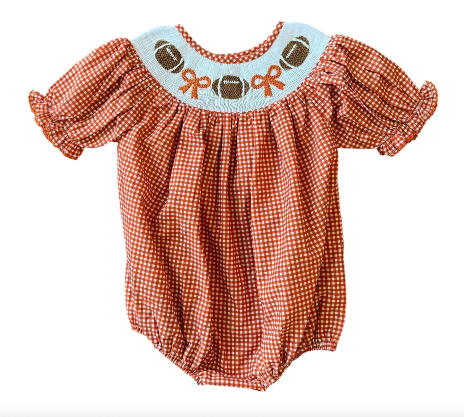Burnt Orange Gingham Football Hallie Bubble from Anderson Parker