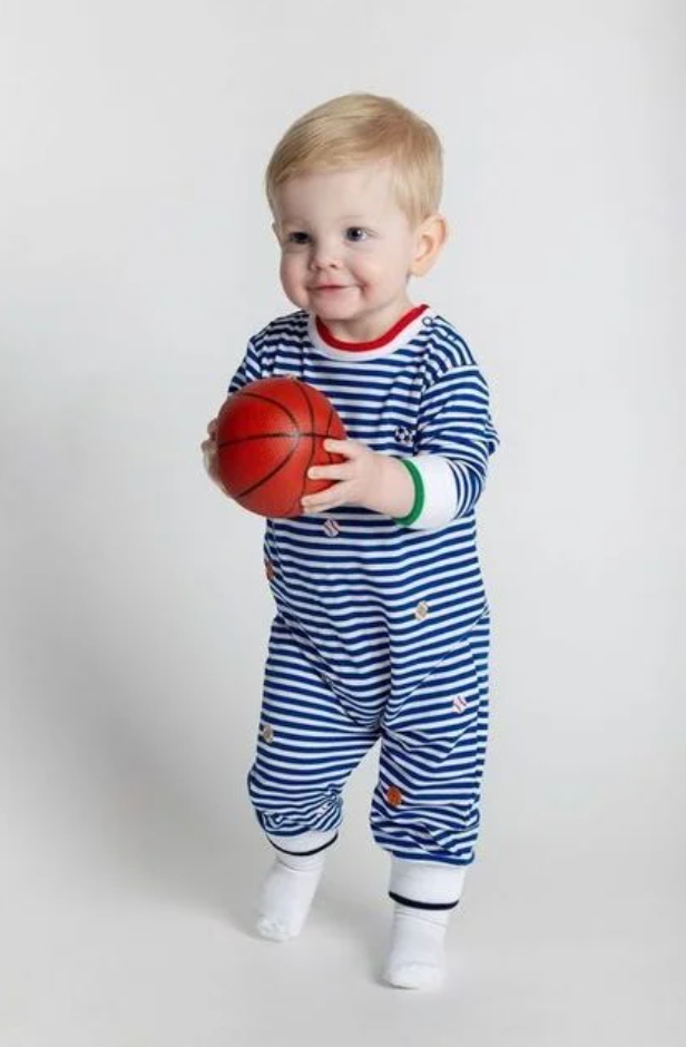 Stripe Knit Longall With Emb Sport Balls from Anderson Parker