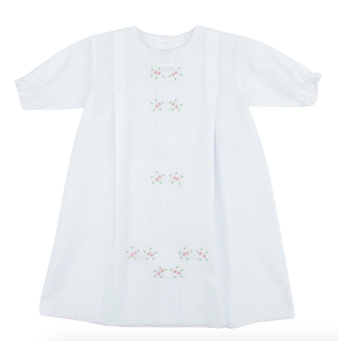 Girls Long-sleeve Daygown with Flower Bud Embroidery and Scallop Trim from Anderson Parker