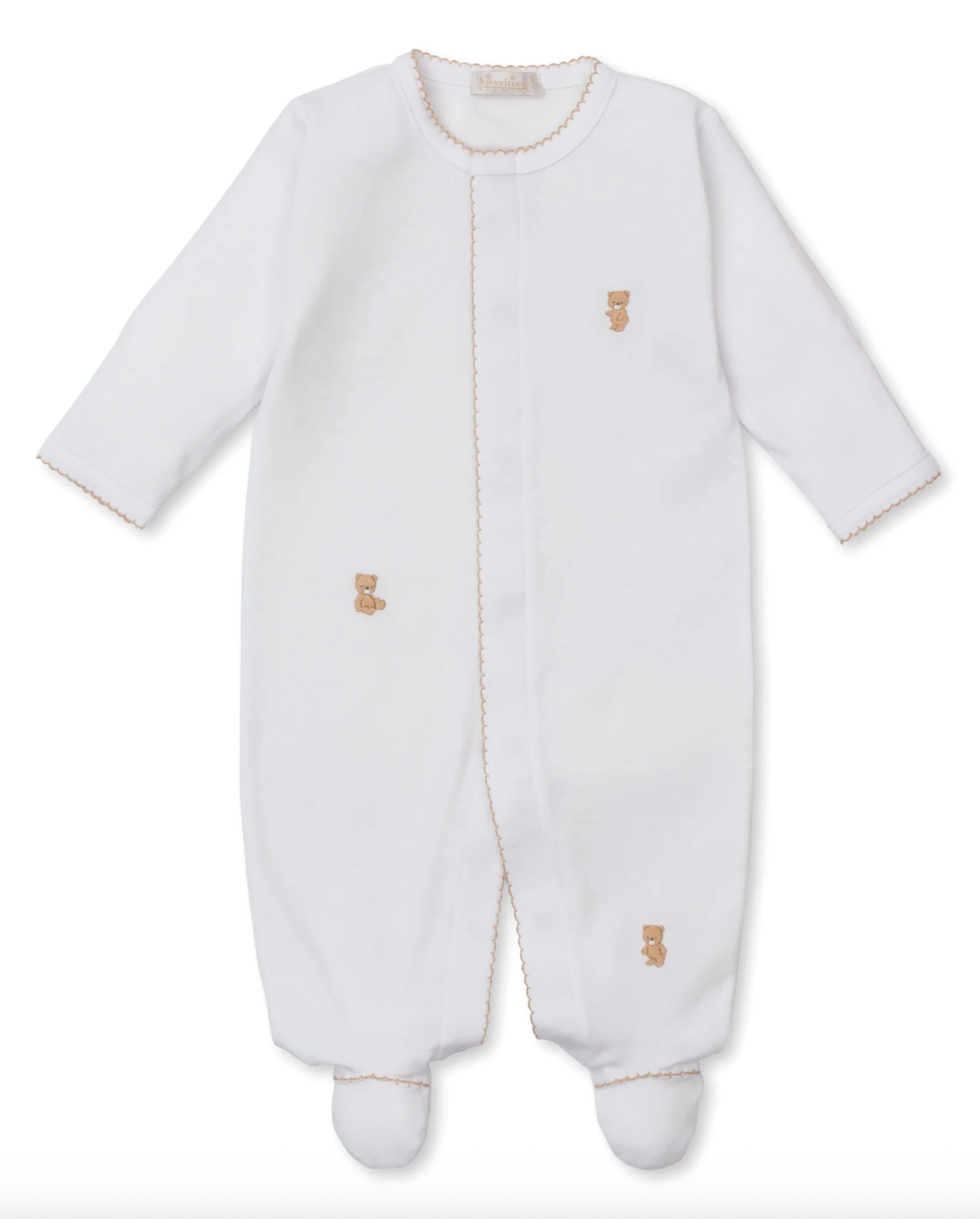 Footie w/ Hand Embroidery - White Teddy Bear Time from Anderson Parker