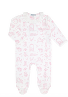 Pink Lone Star Toile Print Crossover Footie from Anderson Parker