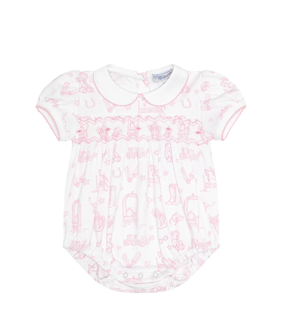 Pink Lone Star Toile Smocked Bubble from Anderson Parker