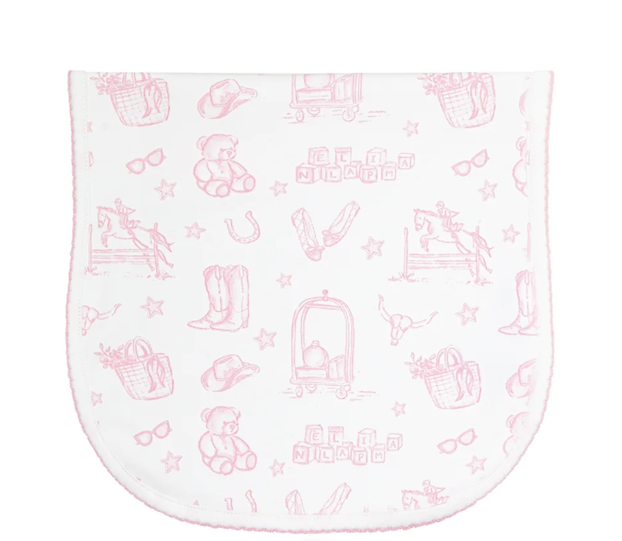 Pink Lone Star Toile Burp Cloth & Bib Set from Anderson Parker