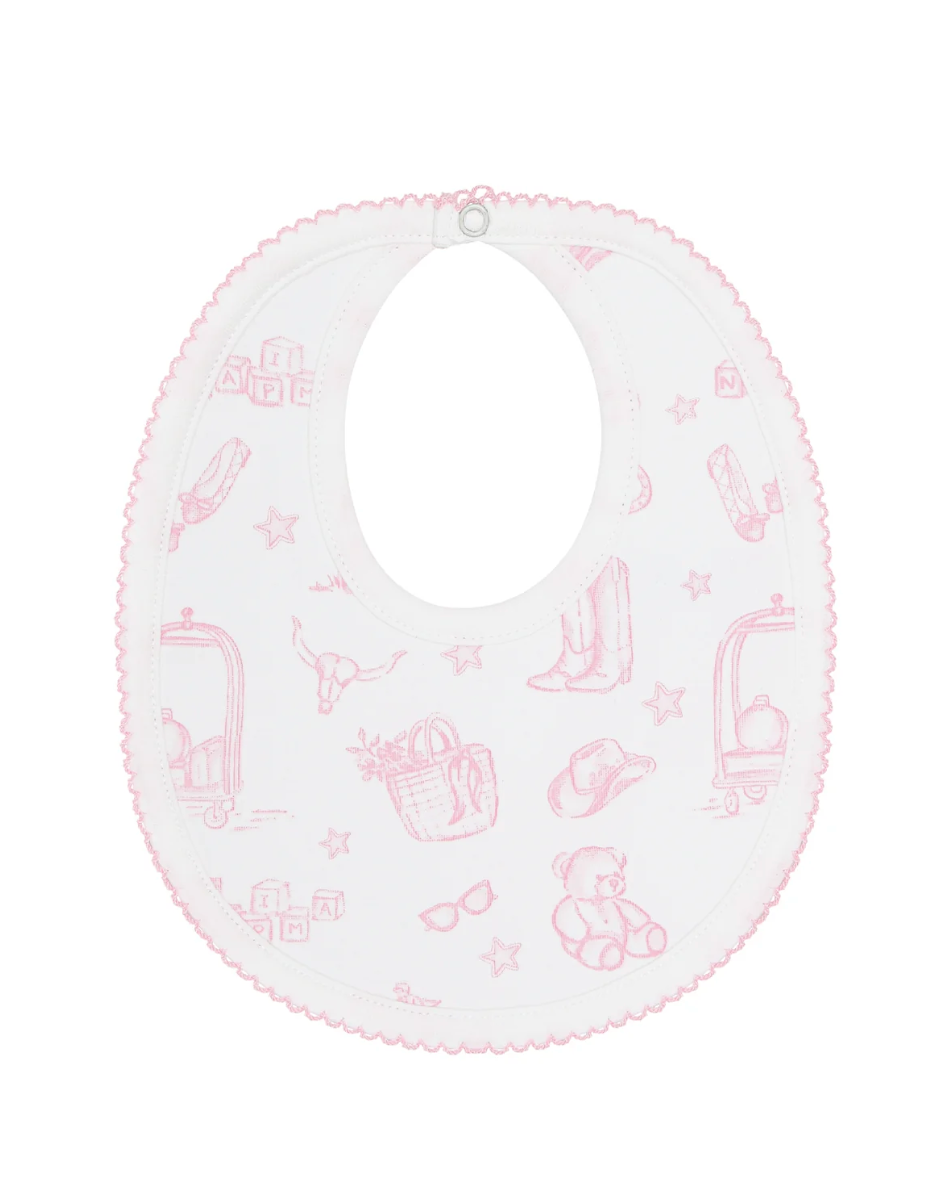 Pink Lone Star Toile Burp Cloth & Bib Set from Anderson Parker