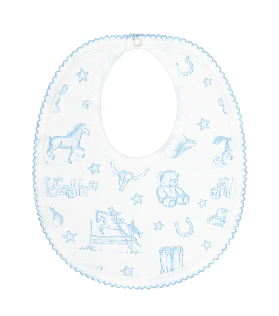 Blue Lone Star Toile Bib & Burp Cloth Set from Anderson Parker