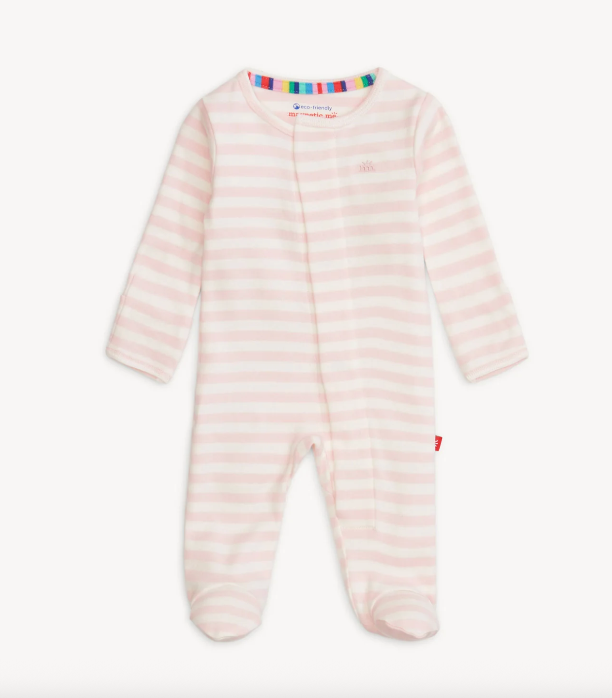 Magnetic Footie - Organic Cotton - Pink Stripe from Anderson Parker