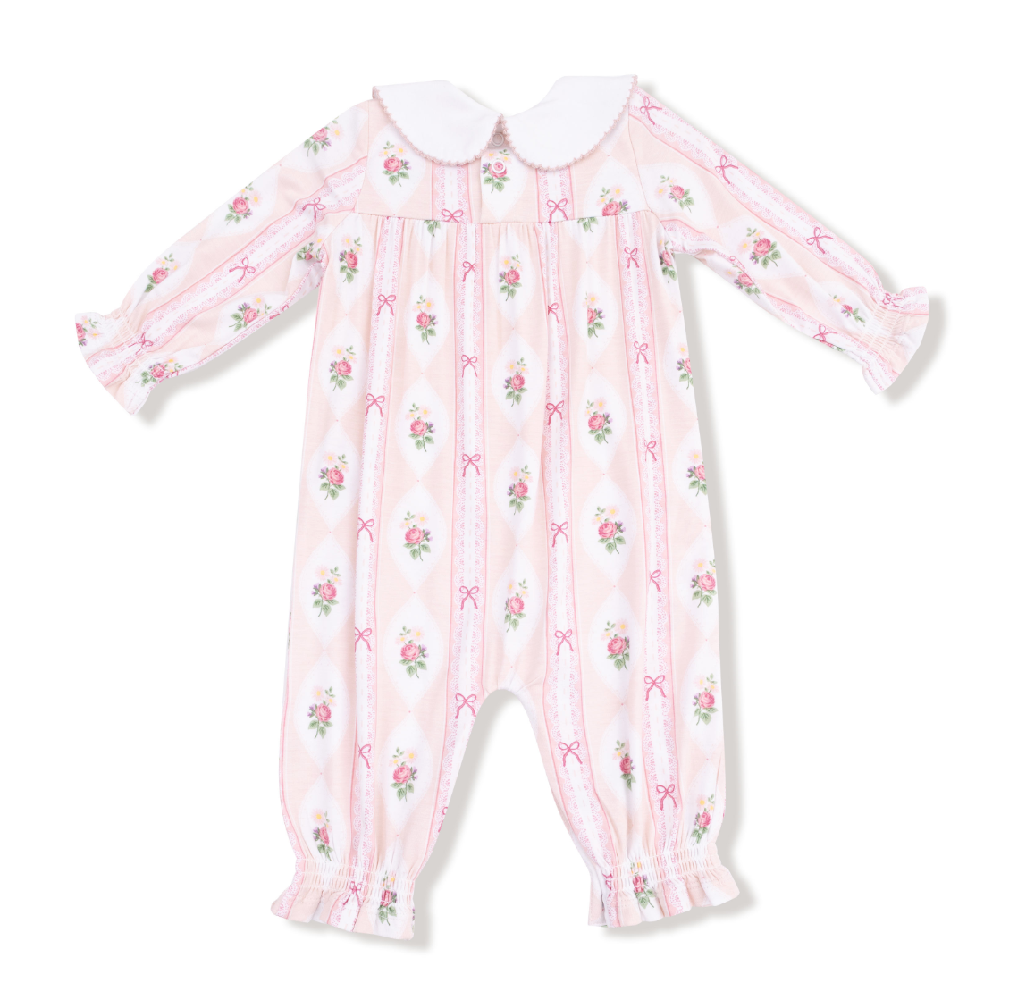 Ogee Lace Floral - Smocked Long Sleeve Romper W/ Peter Pan Collar from Anderson Parker
