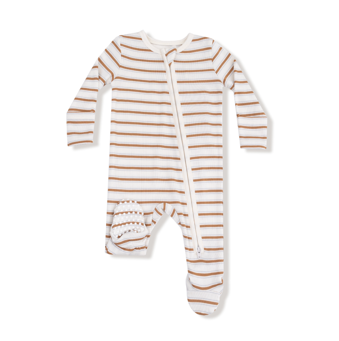 Vintage Stripe - Brown - 2 Way Zipper Footie from Anderson Parker